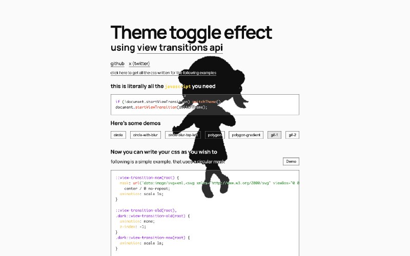 Theme toggle - view transition api