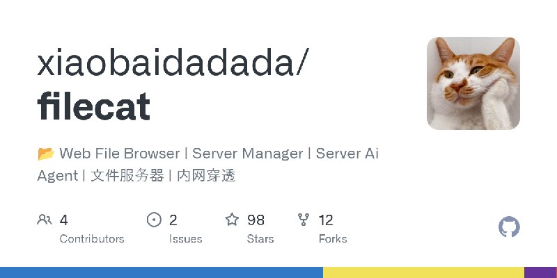 GitHub - xiaobaidadada/filecat: 📂 Web File Browser | Server Manager |  Server Ai Agent | 文件服务器 | 内网穿透
