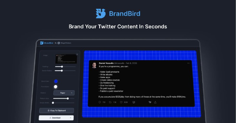 BrandBird — Turn Screenshots into Beautiful Social Media Graphics