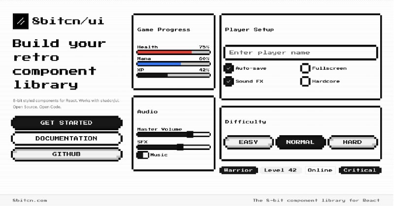 Retro UI library - 8bitcn/ui