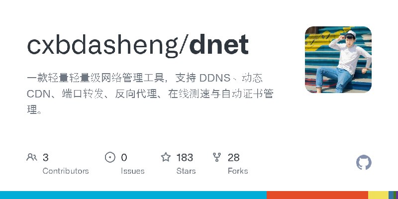 GitHub - cxbdasheng/dnet: 一款轻量轻量级网络管理工具，支持 DDNS、动态 CDN、端口转发、反向代理、在线测速与自动证书管理。