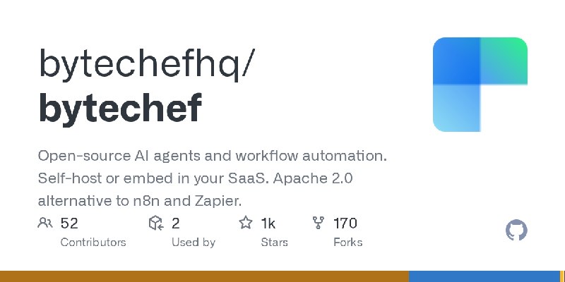 GitHub - bytechefhq/bytechef: Open-source AI agents and workflow automation. Self-host or embed in your SaaS. Apache 2.0 alternative…