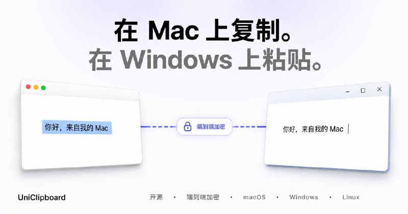 UniClipboard — 跨 Mac / Windows / Linux / iPhone / Android 的开源加密剪贴板