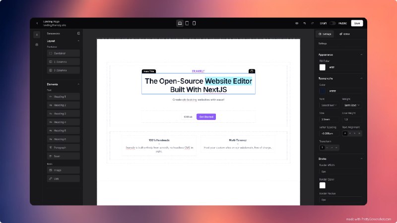 GitHub - belastrittmatter/Framely: Framely: The open-source, lightweight, multi-tenant drag-and-drop website editor for modern…