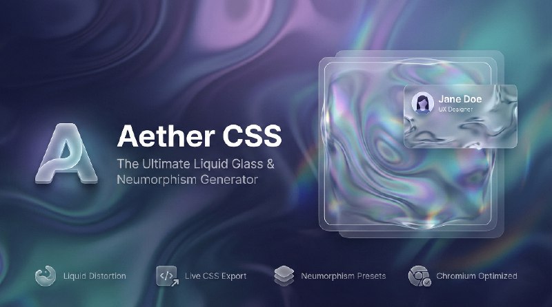 Aether CSS — Liquid Glass & Glassmorphism Generator