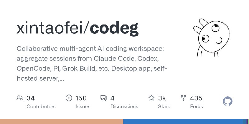 GitHub - xintaofei/codeg: Collaborative multi-agent AI coding workspace: aggregate sessions from Claude Code, Codex, OpenCode,…