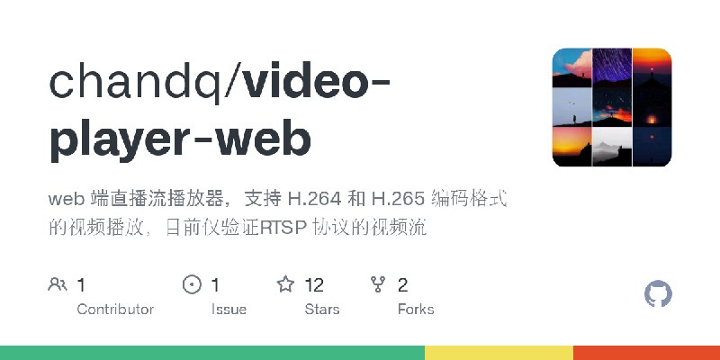 GitHub - chandq/video-player-web: web 端直播流播放器，支持 H.264 和 H.265 编码格式的视频播放，目前仅验证RTSP 协议的视频流