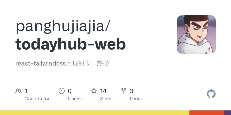 GitHub - panghujiajia/todayhub-web: react+tailwindcss实现的今日热榜