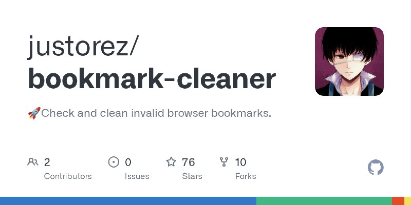GitHub - justorez/bookmark-cleaner: 🚀Check and clean invalid browser bookmarks.