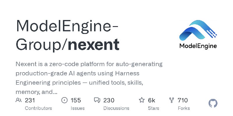 GitHub - ModelEngine-Group/nexent: Nexent is a zero-code platform for auto-generating production-grade AI agents using Harness…