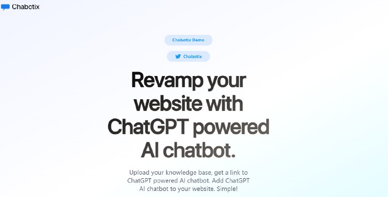 #AI #网址 #网站上传文档获得添加到网站的AI 聊天机器人使用 Chabotix.com，您无需任何编码技能即可轻松为您的网站创建自定义聊天机器人然后，可以与聊天机器人互动、提出问题并获得答案使用地址：