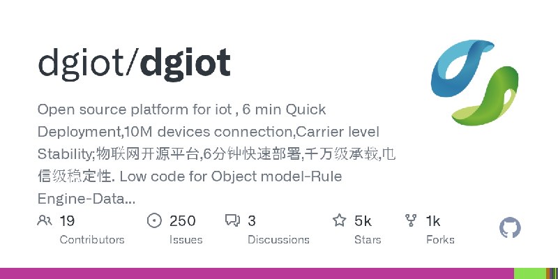 GitHub - dgiot/dgiot: Open source platform for iot , 6 min Quick Deployment,10M devices connection,Carrier level Stability;物联网开源平台…