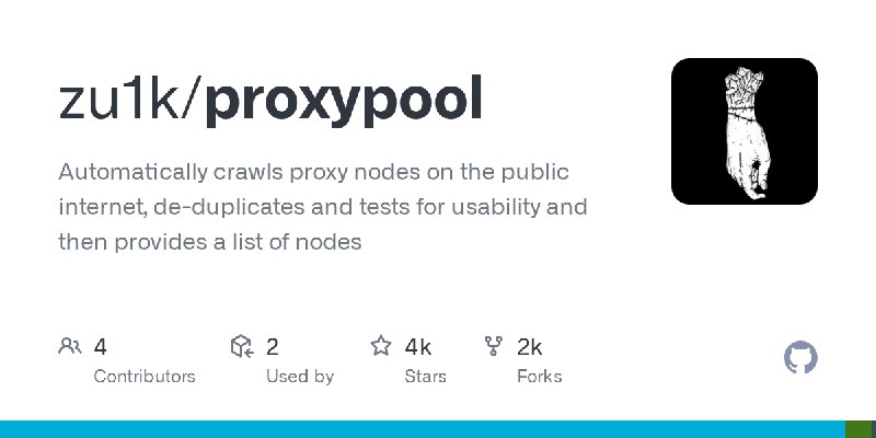 GitHub - zu1k/proxypool: Automatically crawls proxy nodes on the public internet, de-duplicates and tests for usability and then…