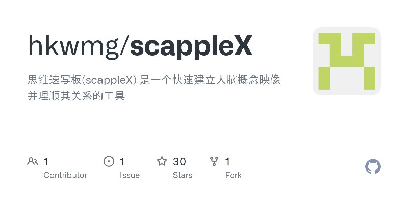 GitHub - hkwmg/scappleX: 思维速写板(scappleX) 是一个快速建立大脑概念映像并理顺其关系的工具
