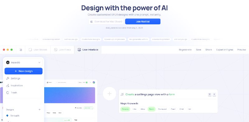 #AIFirstlayr推出了基于AI的 UI UX 设计程序Firstlayr Beta已上线，可以使用 Magic Keywords 优化设计借助AI实现根据提示词来完成UI设计，目前需要加入候补名单访问：