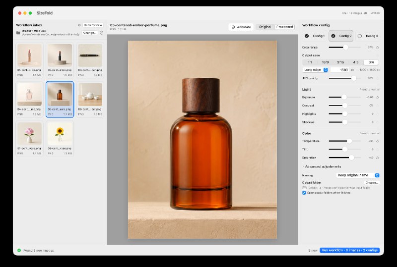 Product Photo Batch Workflow for Mac | SizeFold