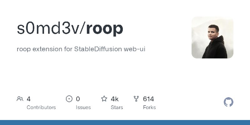 GitHub - s0md3v/roop: roop extension for StableDiffusion web-ui