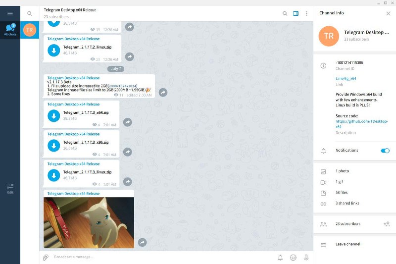 Telegram 非官方客户端 64Gram64Gram 为开源的非官方桌面客户端，支持 Windows 、MacOS、Linux