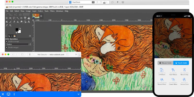 RustDesk | 开源远程桌面软件一款跨平台的开源远程桌面工具，支持 Windows、macOS、Linux、iOS 和 Android