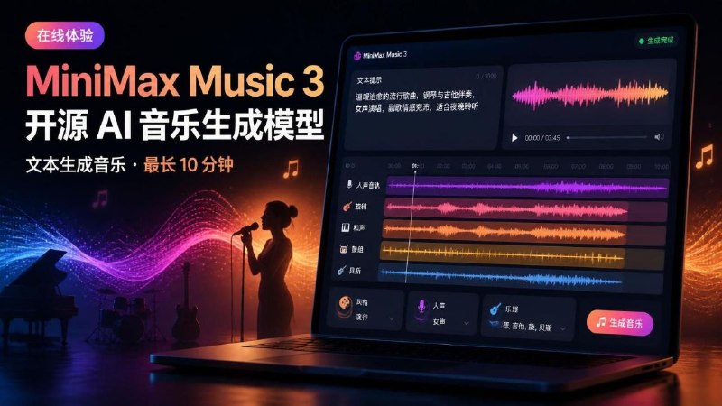 🎵 MiniMax Music 3 — 开源 AI 音乐生成模型📦 AI 音乐 ｜ Web ｜ AI 工具