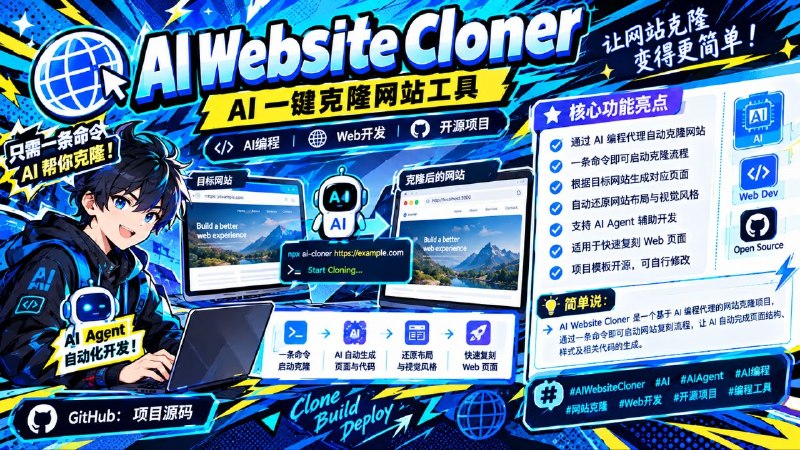 🌐 AI Website Cloner — AI 一键克隆网站工具📦 AI编程 ｜ Web开发 ｜ 开源项目