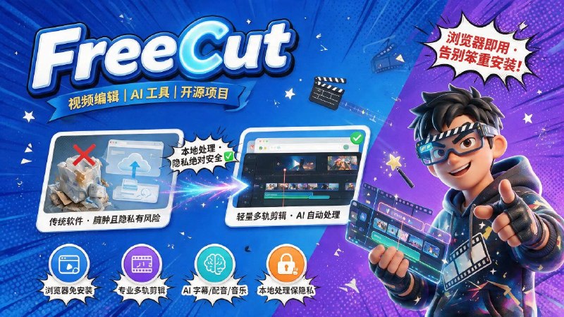 🤖 FreeCut📦 视频编辑 ｜ AI 工具 ｜ 开源项目
