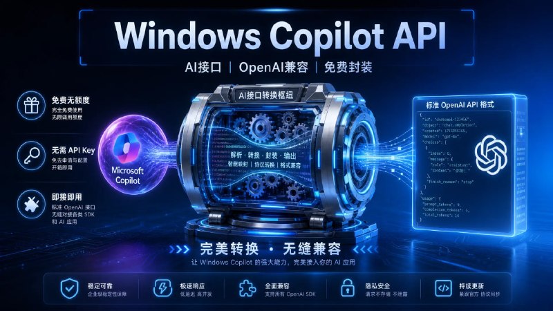 🤖 Windows Copilot API📦 AI接口 ｜ OpenAI兼容 ｜ Copilot封装工具