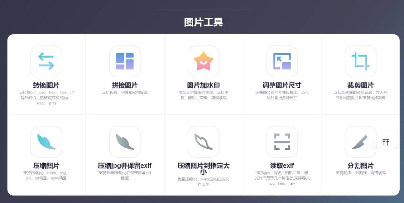 最全图片处理工具集，简洁干净，完全免费，没有文档数量限制