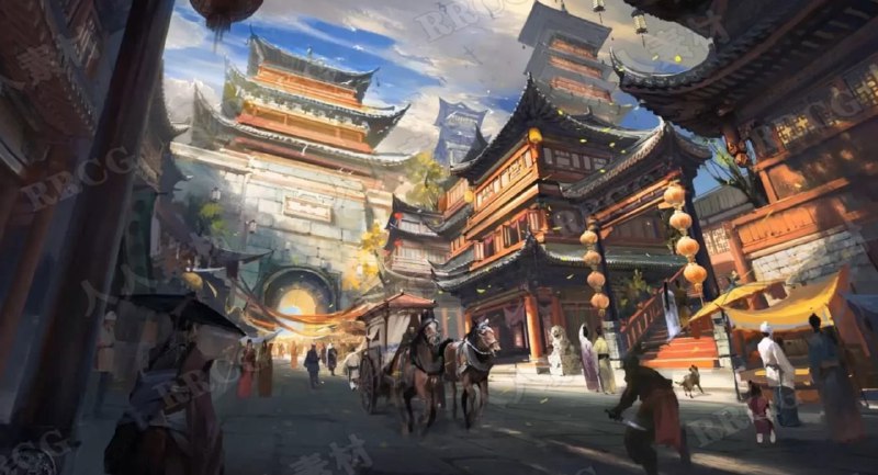 饺子画师古代动漫科幻概念场景数字绘画教学视频链接: 