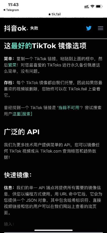 Tiktok镜像站，可观看搜索与下载tiktok视频