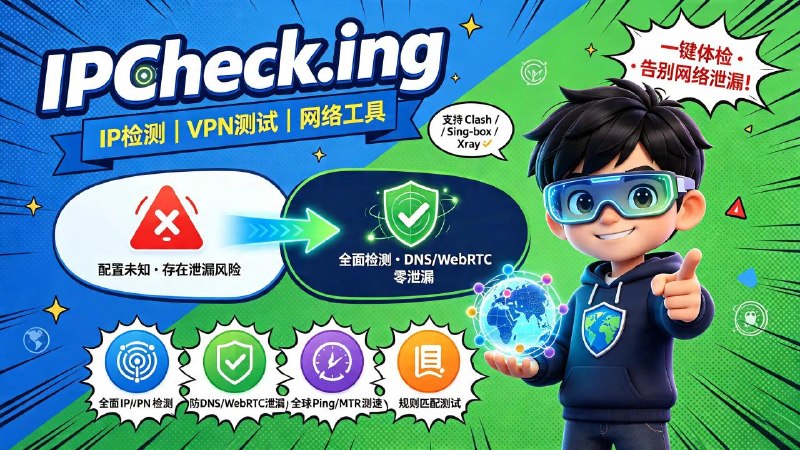 🤖 IPCheck.ing📦 IP 检测 ｜ VPN 测试 ｜ 网络工具