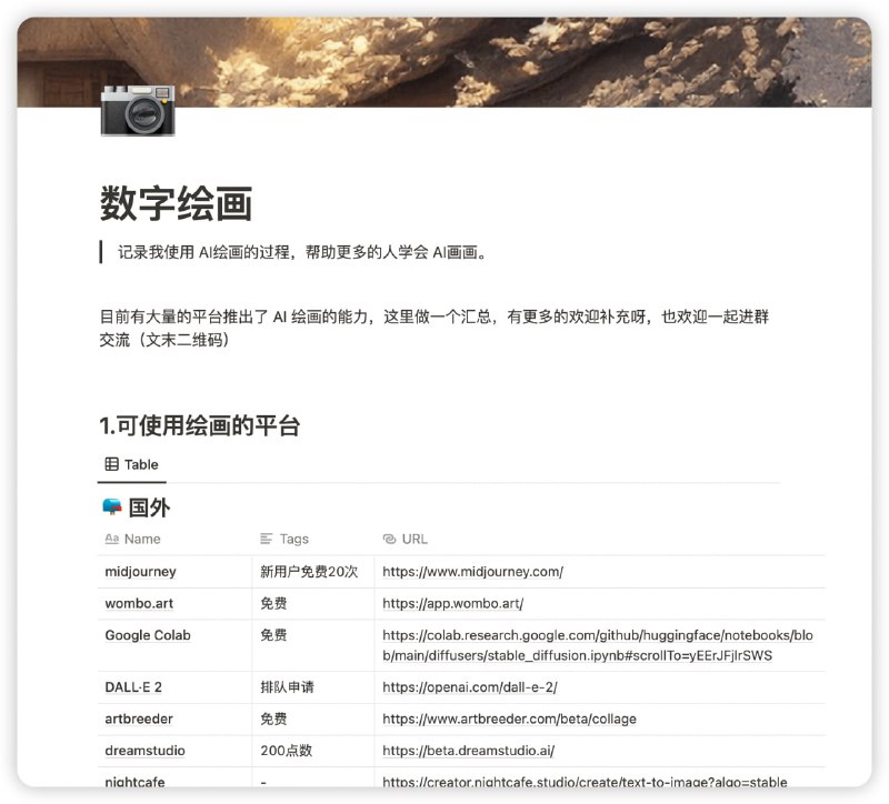 #网站 #网址 #notion一个收集 AI绘画的相关资料的notion页面
