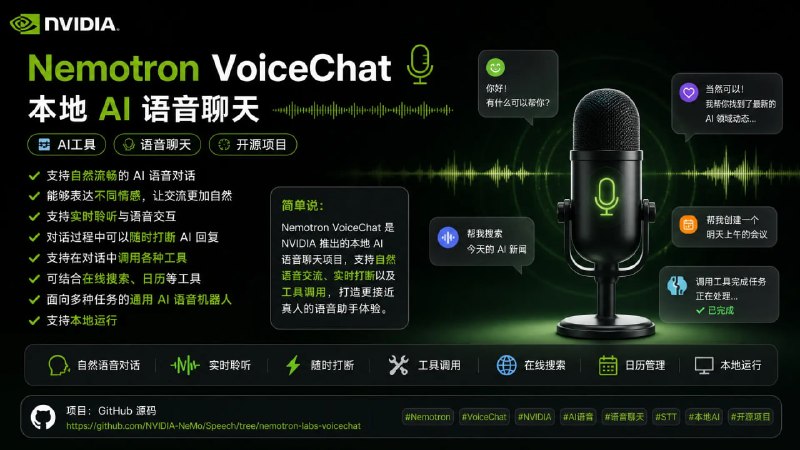 🎙 Nemotron VoiceChat — 本地 AI 语音聊天📦 AI工具 ｜ 语音聊天 ｜ 开源项目