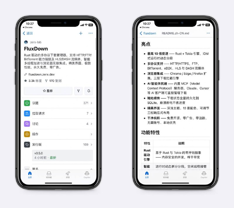 IDM的开源替代品，好用的下载工具对标IDM设计，支持HTTP、HTTPS、BitTorrent等，可断点续传，崩溃断电不丢进度，内置MCP服务器，能让Claude等AI管理进度，windows、mac都能用～