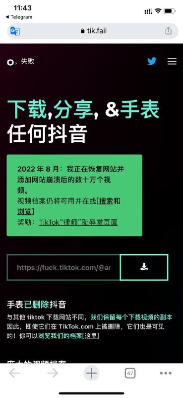 Tiktok镜像站，可观看搜索与下载tiktok视频