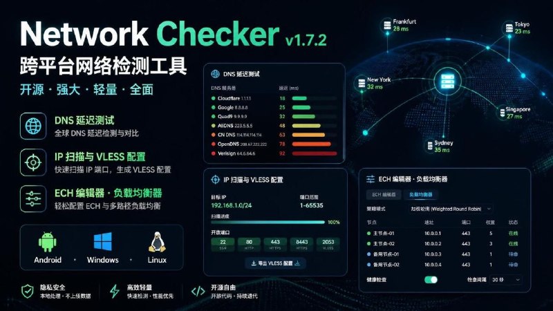🌐 Network Checker v1.7.2 — 网络检测工具📦 网络工具 ｜ Android / Windows / Linux ｜ 开源项目